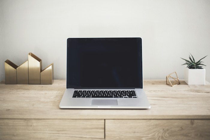 Open silver laptop